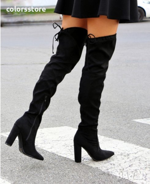 Ботуши на ток - черен велур - N1X3227-1, снимка 1