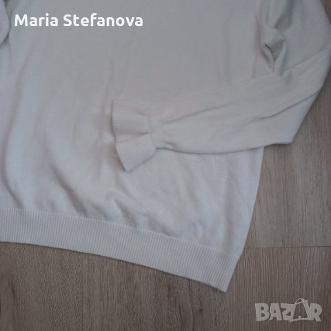 Бяла елегантна блузка тънко плетиво , снимка 3 - Блузи с дълъг ръкав и пуловери - 35643532