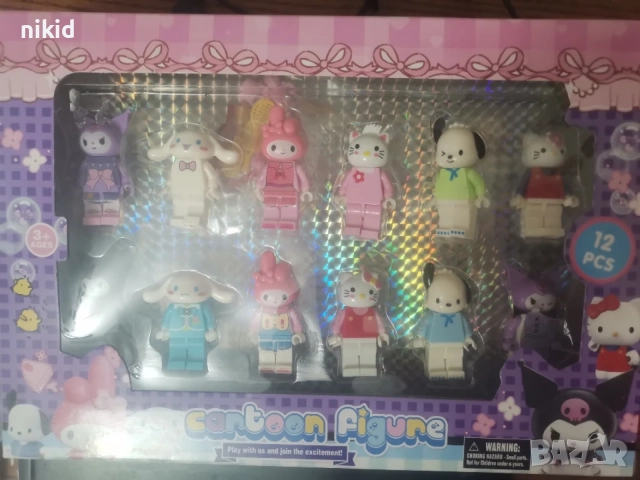 12 фигурки за Лего конструктор Санрио Kuromi Куроми sanrio Hello Kitty за игра и торта пластмасови, снимка 2 - Фигурки - 56227742
