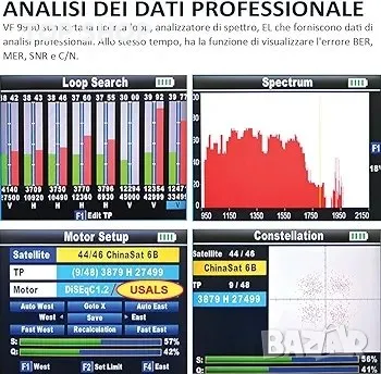 VF9930 Сателитен търсач Цифров сателитен търсач DVB-S2/S/S2X/T2/T/C 4,3-инчов LCD, снимка 6 - Приемници и антени - 48743399