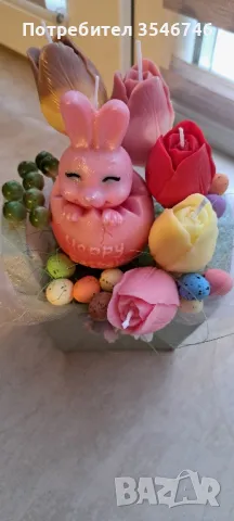 Великденски букет от соеви свещи. , снимка 3 - Други - 49574178