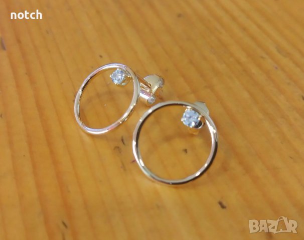 Златни обеци с циркони, снимка 3 - Обеци - 38507446