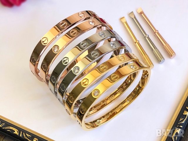 Гривни белезник Cartier Love с отверка / Гривна медицинска стомана Картие, снимка 2 - Гривни - 32001566