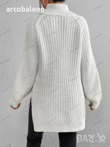 Дамски ежедневен широк пуловер с висока яка и цепка, 5цвята, снимка 5 - Блузи с дълъг ръкав и пуловери - 42911716