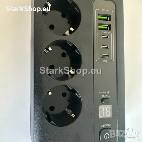 Висококачествен европейски разклонител с USB, Type – C и защита от претоварване