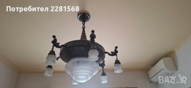 Старинен масивен полилей от мед, снимка 2 - Антикварни и старинни предмети - 54227670