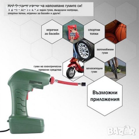 Портативен въздушен компресор - уред за бързо и лесно надуване , снимка 2 - Аксесоари и консумативи - 31425082