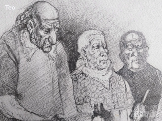 Прекрасна рисунка 38/55 см., снимка 2 - Антикварни и старинни предмети - 51054962