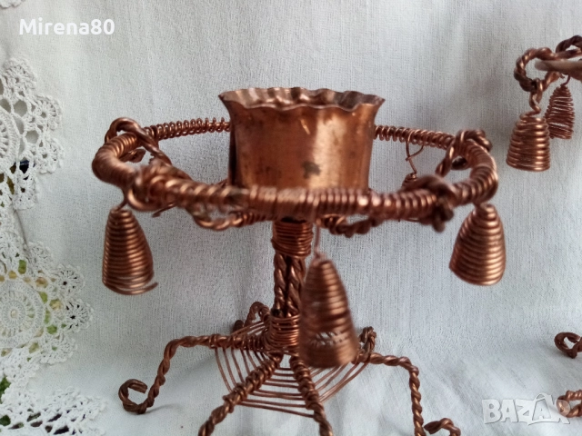 Винтидж свещници от мед, снимка 2 - Декорация за дома - 51629530