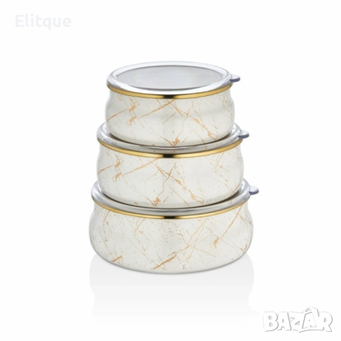 Купи за храна 3бр. Goldmann, 14/16/18см., Бежов, емайл