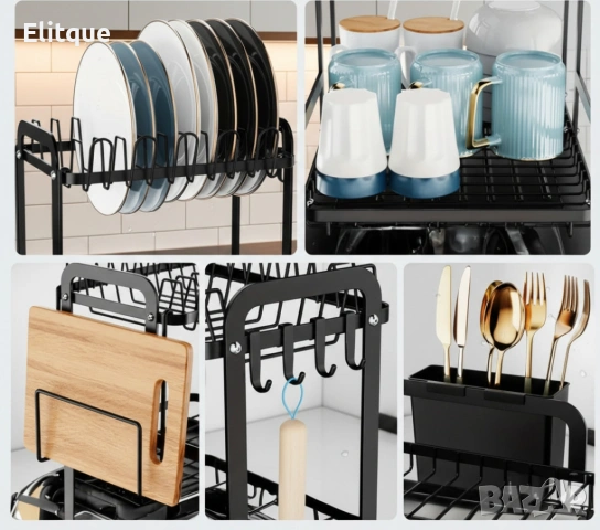 Сушилник за съдове с оттичане на водата, XXL, снимка 6 - Съдове за готвене - 53165282