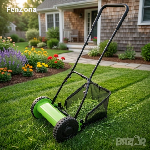 Косачка за трева с кош 40 см (16"), 5 остриета, регулируема височина 17–33 мм , снимка 6 - Градинска техника - 53931104