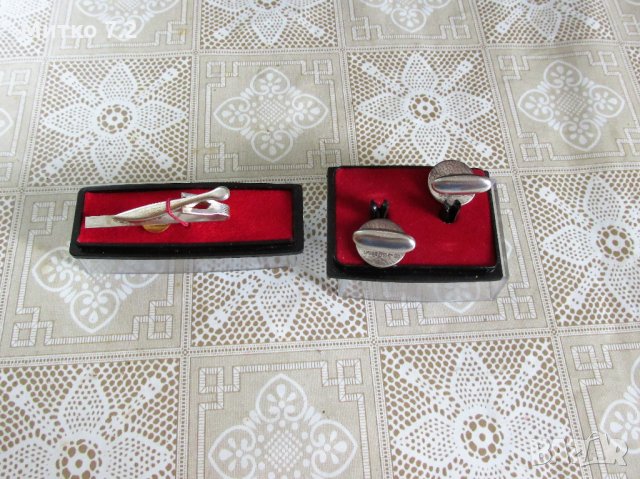  сребърен комплект от  ръкавели и щипка за вратовръзка, снимка 7 - Други - 29482490