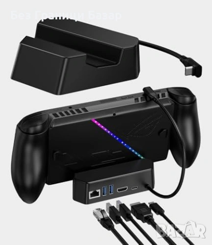 Нова 5 в 1 Док станция за ROG Ally X 100W PD 4K 144Hz USB 3.0 LAN за геймъри, снимка 2 - Аксесоари - 54076303