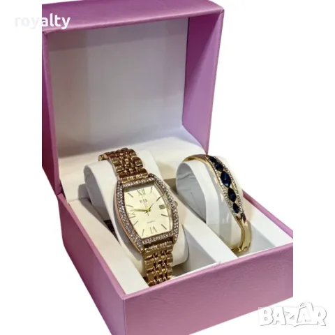 Елегантен подаръчен комплект за дами - Часовник с нежна гривна, снимка 2 - Подаръци за жени - 49173588