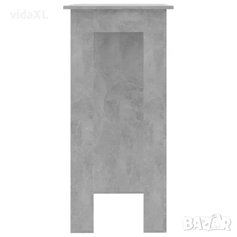 vidaXL Бар маса с рафт, бетонно сива, 102x50x103,5 см, инженерно дърво, снимка 4 - Маси - 56147818