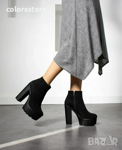 Боти на ток - черен велур - NA100 