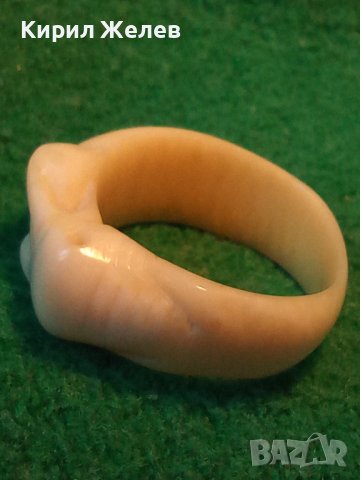 СТАРИНЕН СЛОНОВА КОСТ ПРЪСТЕН СЛОНЧЕ ЮВЕЛИРНА РЪЧНА АРТ ИЗРАБОТКА УНИКАТ АРТ-ДЕКО 21710, снимка 2 - Антикварни и старинни предмети - 32525417