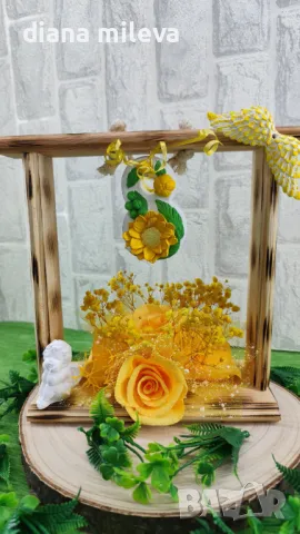 Дървена рамка с декорация в жълто!!, снимка 13 - Декорация за дома - 49136339