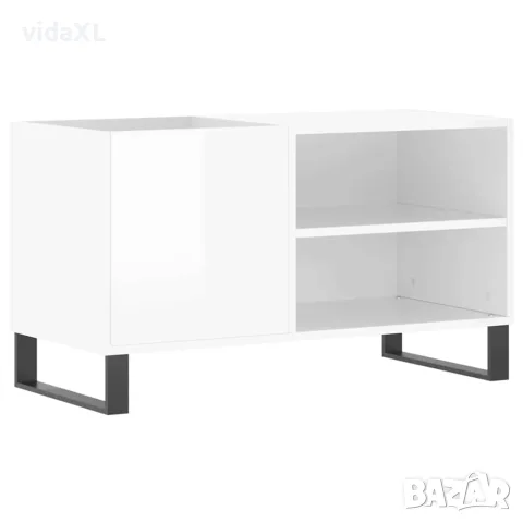 vidaXL Шкаф за грамофонни плочи бял гланц 85x38x48 см инженерно дърво