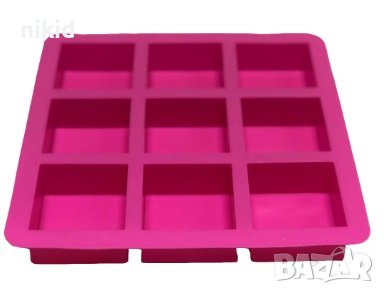 9 квадрата квадрати квадрат силиконов молд форма форми калъп за сапун гипс свещ кексчета мъфини мус, снимка 3 - Форми - 37098260