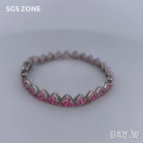 СРЕБЪРНА ГРИВНА С РОЗОВ ТОПАЗ ОТ ТАЙЛАНД, снимка 4 - Гривни - 52318066