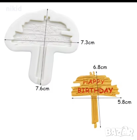 табела Happy Birthday надпис силиконов молд форма фондан рожден ден, снимка 2 - Форми - 51692410