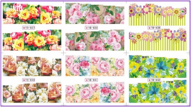 6 вида цветя ваденки водни стикери за нокти маникюр слайдери