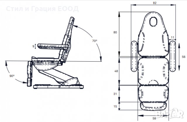 Електрическа кушетка Glab (3 мотора) 185 х 58/82 х 58/81 см, снимка 3 - Кушетки - 34216041