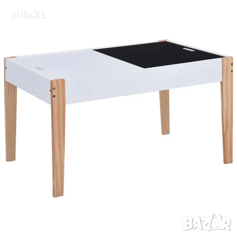 vidaXL Детска маса със столчета за рисуване, 3 части, черно и бяло, снимка 3 - Мебели за детската стая - 56146535