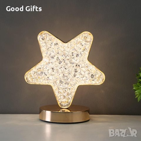 LED декоративна настолна лампа Звезда, сензорна, трицветна, затъмняваща, снимка 4 - Лед осветление - 42308902