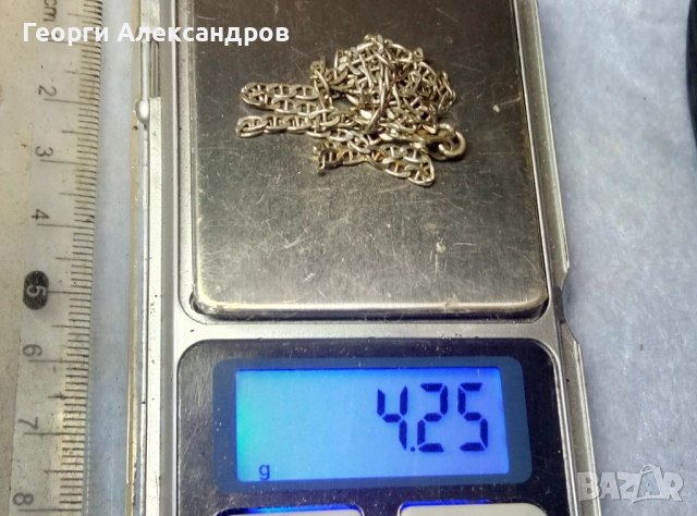 Марков СРЕБЪРЕН ЛАНЕЦ Сребро 925 с БЯЛА ПОЗЛАТА Класическа Плетка. УНИСЕКС модел, снимка 3 - Колиета, медальони, синджири - 52776215