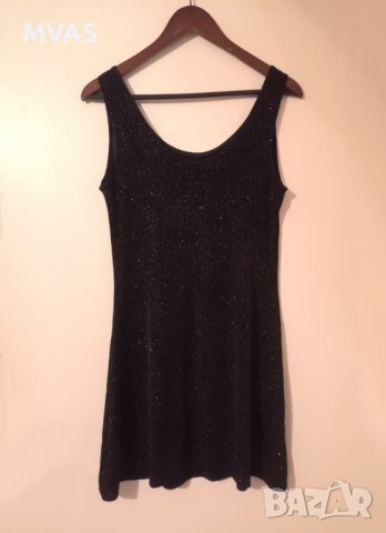 Нова - 30% блестяща еластична черна рокля без ръкав M-L, снимка 2 - Рокли - 38346206