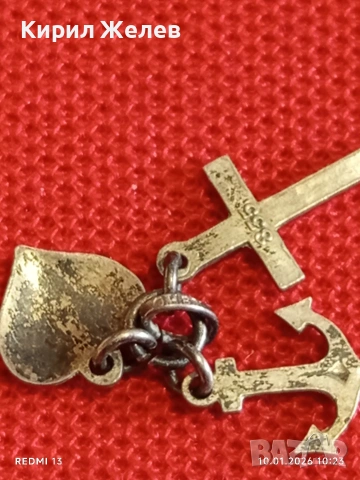 Винтидж сребърна висулка три елемента СЪРЦЕ,КОТВА и КРЪСТ много красив стилен дизайн 52598, снимка 7 - Колиета, медальони, синджири - 53051427