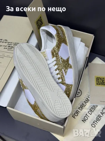 Golden Goose Дамски Бели Маратонки Със Златен Глитер👟Дамски Спортни Обувки GGDB Код E98, снимка 2 - Маратонки - 55795410