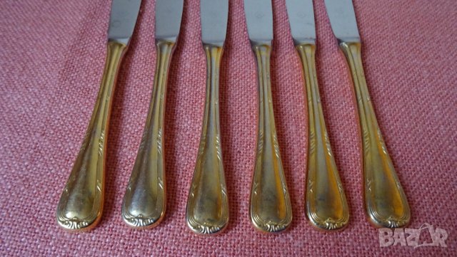 Solingen KUPPELS BESTECK , 18/10 HARTVER GOLDET 23/24 KARAT комплект 6 бр ножове с позлата, снимка 6 - Прибори за хранене, готвене и сервиране - 31142102