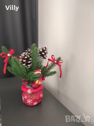 Коледна декорация - кашпа с мече и шишарки, снимка 5 - Декорация за дома - 52671009