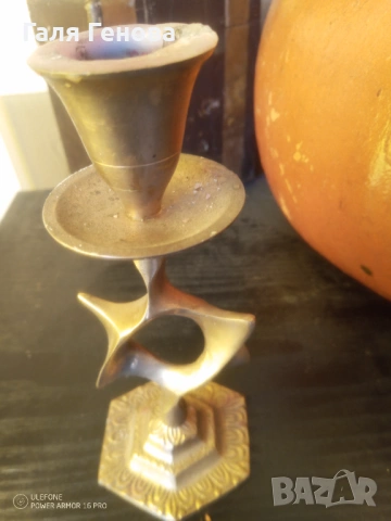 Свещник месинг, снимка 3 - Антикварни и старинни предмети - 53073083