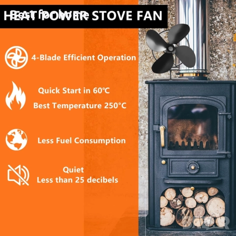 Вентилатор за печка на дърва с 4 лопатки, снимка 3 - Вентилатори - 51587772