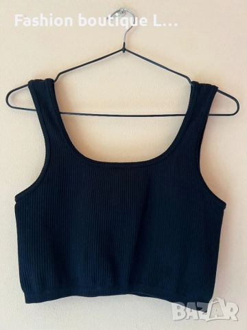 Комплект в черно бандажен спортен рипсен бюстие с панталонки с висока талия S / M размер 🖤🖤🖤🖤, снимка 3 - Спортни екипи - 52052346