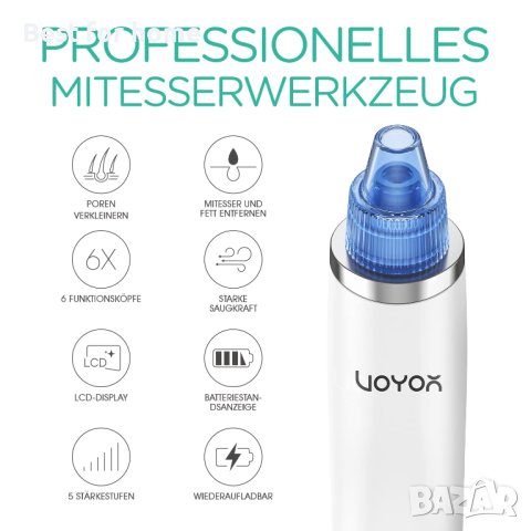 VOYOR BR510 Уред за почистване на пори,Прахосмукачка 6-в-1,LCD дисплей, снимка 6 - Други - 40433619