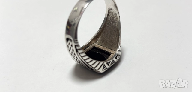 Мъжки Сребърен Пръстен с красив фасетиран камък (проба 925)- 7,8 грама, снимка 7 - Пръстени - 52318853