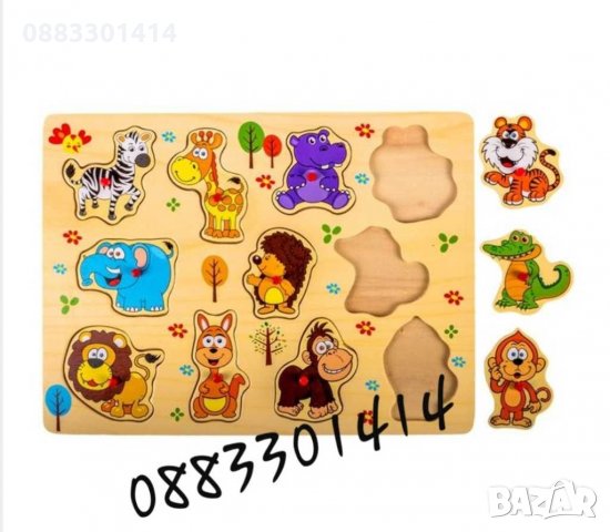 Дървен пъзел плодове, животни, ферма, снимка 2 - Образователни игри - 30766456