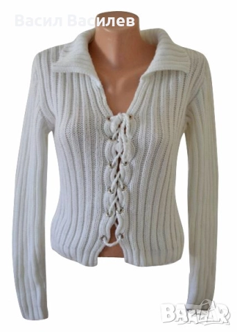 Дамска блуза бяла вълнен пуловер