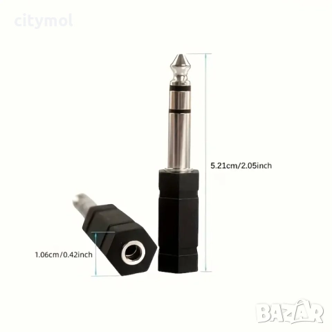 Стерео адаптер, 6,35 мм (М) към 3,5 мм (Ж)