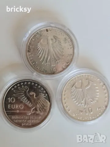 Лот 54 грама сребро, проба 0,925 - 3 броя немски монети по 10 EUR Мьорике, Шпицвег, Цузе. Бонуси!, снимка 2 - Нумизматика и бонистика - 49390335