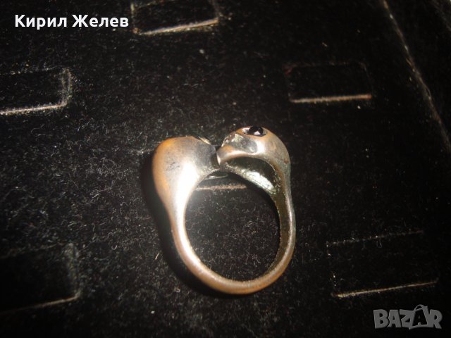 2 ЦЕЛУВАЩИ се ЗМИИ СТАР МЕДЕН ПОСРЕБРЕН ПРЪСТЕН 17538, снимка 4 - Пръстени - 31230633