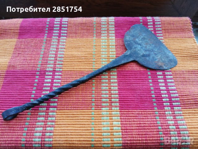 Старинна шпатула за пещ от ковано желязо , снимка 2 - Антикварни и старинни предмети - 36609119