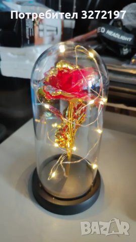 LED лампа , ЧЕРВЕНА ВЕЧНА РОЗА, снимка 6 - Настолни лампи - 42866009