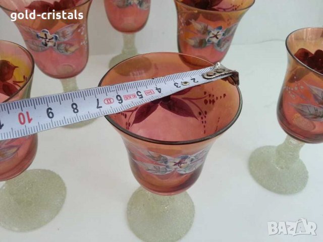 Ретро чаши Бохемия ръчно рисувани, снимка 6 - Антикварни и старинни предмети - 30385162